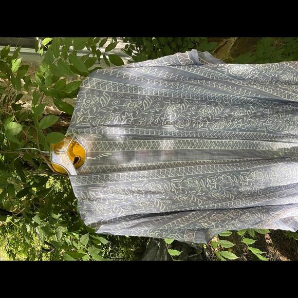 Modena Women’s Kimono with  Blue and white floral geometric with Tassels OS - Picture 2 of 12